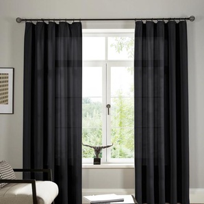 Vorhang BRUNO BANANI Lagan Gardinen Gr. 245 cm, Kräuselband, 140 cm, schwarz Kräuselband Gardine Set, blickdicht, gewebt, Microfaser, verschiedene Größen, einfarbig
