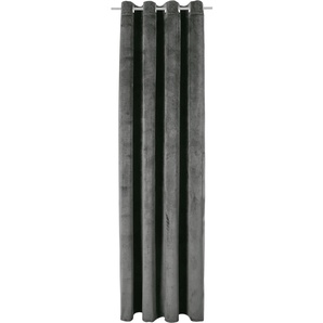 Vorhang BRUNO BANANI Leroy Gardinen Gr. 225 cm, Ösen, 140 cm, grau (anthrazit) Ösen Samt, blickdicht, monochrom, verschiedene Größen
