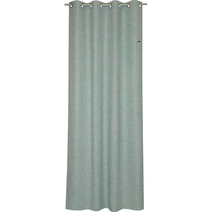 Vorhang ESPRIT Harp Gardinen Gr. 250 cm, Ösen, 140 cm, blau (hellblau) Ösen Gardine HxB: 250x140, Blickdicht, mit Lederlabel, (BxH) 140 x 250 cm