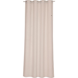 Vorhang ESPRIT Harp Gardinen Gr. 250 cm, Ösen, 140 cm, beige (natur) Ösen Gardine HxB: 250x140, Blickdicht, mit Lederlabel, (BxH) 140 x 250 cm