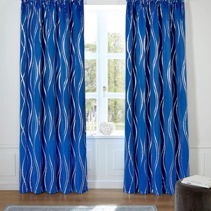 Vorhang GUIDO MARIA KRETSCHMER HOME&LIVING Prag Gardinen Gr. 245 cm, Kräuselband, 130 cm, blau Kräuselband Gardine Verdunkelungsvorhang, mit Foliendruck, democratichome Edition
