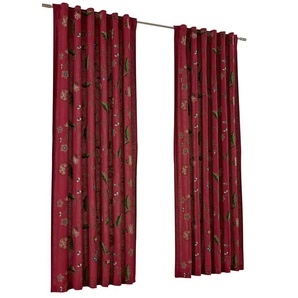 Vorhang HEINE HOME Gardinen Gr. 245 cm, Schlaufen, 130 cm, rot (rot, bunt) Schlaufen