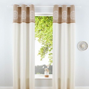 Vorhang HOME AFFAIRE Jule Gardinen Gr. 145 cm, Ösen, 110 cm, beige (beige, offwhite) Landhaus Gardinen Nachhaltig