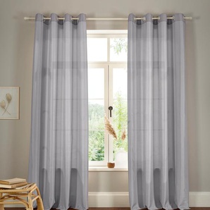 Vorhang HOME AFFAIRE Leticia Gardinen Gr. 145 cm, Ösen, 140 cm, grau Landhaus Gardinen Gardine halbtransparent, Seiden Optik, leicht, monochrom