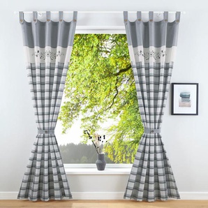 Vorhang HOME AFFAIRE Lola Gardinen Gr. 245 cm, Schlaufen, 110 cm, grau Landhaus Gardinen Nachhaltig