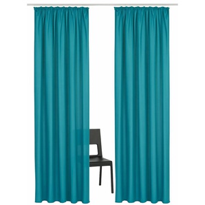 Vorhang HOME AFFAIRE Parry Gardinen Gr. 145 cm, Kräuselband, 140 cm, blau (aquablau) Landhaus Gardinen Gardine 2-er Set, blickdicht, monochrom, basic