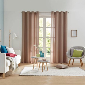 Vorhang HOME AFFAIRE Parry Gardinen Gr. 145 cm, Ösen, 140 cm, grau (kitt) Landhaus Gardinen Gardine 2-er Set, blickdicht, monochrom, basic