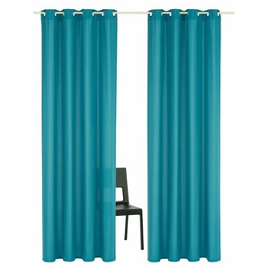 Vorhang HOME AFFAIRE Parry Gardinen Gr. 175 cm, Ösen, 140 cm, blau (aquablau) Landhaus Gardinen Gardine 2-er Set, blickdicht, monochrom, basic