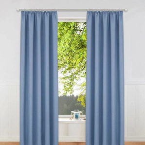 Vorhang HOME AFFAIRE Parry Gardinen Gr. 265 cm, Kräuselband, 140 cm, blau Landhaus Gardinen Gardine 2-er Set, blickdicht, monochrom, basic
