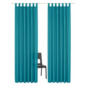 Vorhang HOME AFFAIRE Parry Gardinen Gr. 265 cm, Schlaufen, 140 cm, blau (aquablau) Landhaus Gardinen Gardine 2-er Set, blickdicht, monochrom, basic