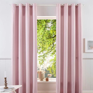 Vorhang HOME AFFAIRE Parry Gardinen Gr. 295 cm, Ösen, 140 cm, rosa (rosé) Landhaus Gardinen Gardine 2-er Set, blickdicht, monochrom, basic