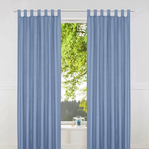 Vorhang HOME AFFAIRE Parry Gardinen Gr. 295 cm, Schlaufen, 140 cm, blau Landhaus Gardinen Gardine 2-er Set, blickdicht, monochrom, basic