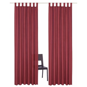 Vorhang HOME AFFAIRE Parry Gardinen Gr. 295 cm, Schlaufen, 140 cm, rot (bordeaux) Landhaus Gardinen Gardine 2-er Set, blickdicht, monochrom, basic
