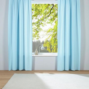 Vorhang HOME AFFAIRE Trier Gardinen Gr. 225 cm, Multifunktionsband, 110 cm, blau (hellblau) Landhaus Gardinen Gardine blickdicht, Bio Baumwolle, monochrom, basic