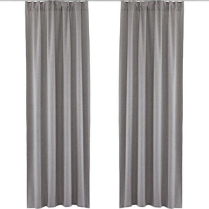 Vorhang HOME AFFAIRE Trier Gardinen Gr. 245 cm, Multifunktionsband, 110 cm, grau Landhaus Gardinen Gardine blickdicht, Bio Baumwolle, monochrom, basic