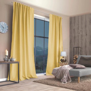 Vorhang HOME BASICS MAITE Gardinen Gr. 145 cm, Multifunktionsband, 135 cm, gelb Schlafzimmergardinen