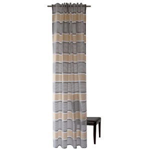 Vorhang HOMING Jannis Gardinen Gr. 245 cm, verdeckte Schlaufen, 140 cm, grau Verdeckte Schlaufen Gardine Streifen, safran, grau, Küche, Wohnzimmer