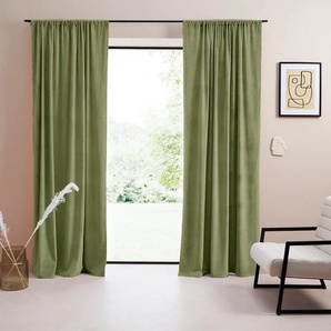 Vorhang Samt Ladina Gr. 3, grün, B:140cm H:225cm, Polyester, Polyester, LEGER HOME BY LENA GERCKE, Gardinen, blickdicht, gewebt, verschiedene Größen, 1 Stück, Bestseller