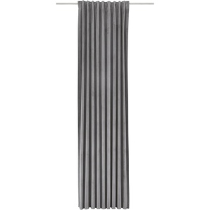 Vorhang LEONIQUE Velvet-Leonique Gardinen Gr. 175 cm, Multifunktionsband, 140 cm, grau Esszimmergardinen Gardine Samt, inkl. Raffhalter, blickdicht, monochrom, verschiedene Größen