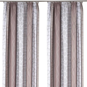 Vorhang MY HOME Gosen Gardinen Gr. 175 cm, Kräuselband, 140 cm, grau (grau, braun) Kräuselband
