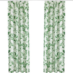 Vorhang MY HOME Monstera Gardinen Gr. 245 cm, Kräuselband, 135 cm, grün Kräuselband Gardine Blickdicht, Polyester