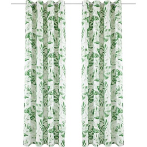 Vorhang MY HOME Monstera Gardinen Gr. 265 cm, Ösen, 135 cm, grün Ösen Gardine Blickdicht, Polyester