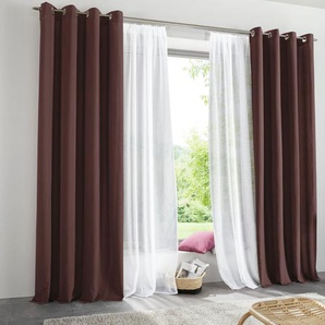 Vorhang MY HOME Raja Gr. 3, braun, B:140cm H:225cm, Polyester, Recyceltes Material, Gardinen, 2er-Set, Bestseller, einfarbig, modern, pflegeleichte Mikrofaser