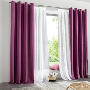 Vorhang MY HOME Raja Gr. 4, lila (beere), B:140cm H:245cm, Polyester, Recyceltes Material, Gardinen, 2er-Set, Bestseller, einfarbig, modern, pflegeleichte Mikrofaser