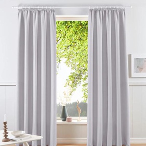 Vorhang MY HOME Raja Gr. 5, grau (silbergrau), B:140cm H:265cm, Polyester, Recyceltes Material, Gardinen, 2er-Set, Bestseller, einfarbig, modern, pflegeleicht, Mikrofaser