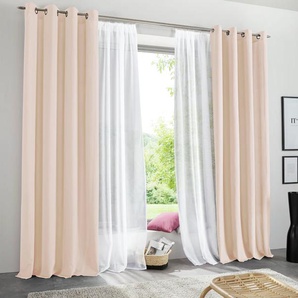 Vorhang MY HOME Raja Gr. 6, beige (sand), B:140cm H:295cm, Polyester, Recyceltes Material, Gardinen, 2er-Set, Bestseller, einfarbig, modern, pflegeleichte Mikrofaser