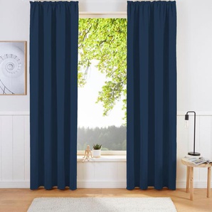 Vorhang MY HOME Sola Gardinen Gr. 225 cm, Kräuselband, 270 cm, blau (navy) Kräuselband Breite 130 cm und 270 cm, einfarbig, Verdunkelung, Überbreite