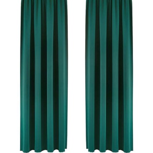 Vorhang MY HOME Sola Gardinen Gr. 245 cm, Kräuselband, 130 cm, grün (darkgreen) Kräuselband verdunkelnd, Polyester, gewebt, unifarben