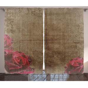 Vorhang-Set Kunst mit Rosen, blickdicht