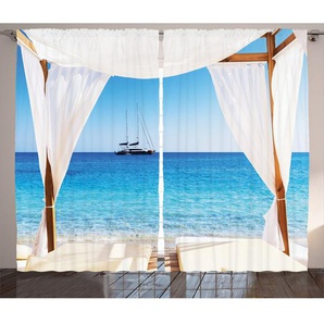 Vorhang-Set Strand durch balinesisches Bett im Sommer, blickdicht