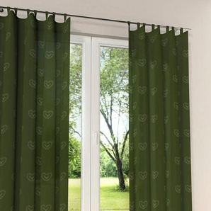 Vorhang STICKEREIEN PLAUEN Hirsch Gardinen Gr. 225 cm, Schlaufen, 130 cm, grün (dunkelgrün, grün) Schlaufen
