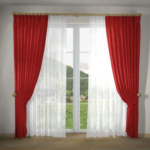 Vorhang VHG Gerti Gardinen Gr. 125 cm, Kräuselband, 150 cm, rot Landhaus Gardinen Gardine