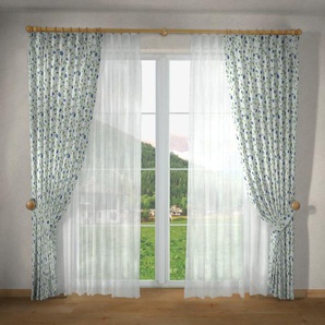 Vorhang VHG Kati Gardinen Gr. 145 cm, Kräuselband, 150 cm, blau Landhaus Gardinen Gardine