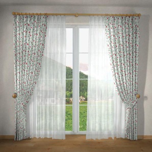 Vorhang VHG Kati Gardinen Gr. 225 cm, Kräuselband, 150 cm, rot Landhaus Gardinen Gardine