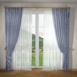 Vorhang VHG Resi Gardinen Gr. 145 cm, Kräuselband, 155 cm, blau Kräuselband Gardine