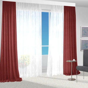 Vorhang VHG Una Gardinen Gr. 160 cm, Kräuselband, 140 cm, rot Kräuselband Gardine