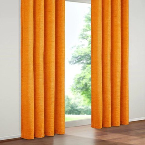 Vorhang WIRTH Holmsund 288g/qm Gardinen Gr. 255 cm, Ösen, 132 cm, orange (blutorange) Ösen