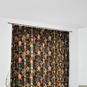 Vorhang WIRTH Oakham Gardinen Gr. 255 cm, Multifunktionsband, 132 cm, orange (schwarz, terra) Esszimmergardinen
