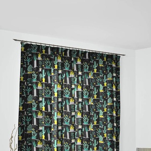 Vorhang WIRTH Oakham Gardinen Gr. 255 cm, Multifunktionsband, 132 cm, schwarz (schwarz, grün) Esszimmergardinen