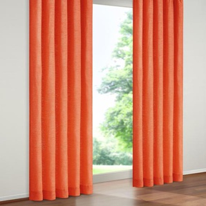 Vorhang WIRTH Warnow Gardinen Gr. 255 cm, Kräuselband, 270 cm, orange (terra) Kräuselband Gardine 270 gm2