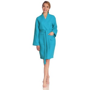 Vossen Bademantel Rom, Blau, Textil, Gr. XL, female, Textiles Vertrauen - Oeko-Tex®, Badtextilien, Bademäntel