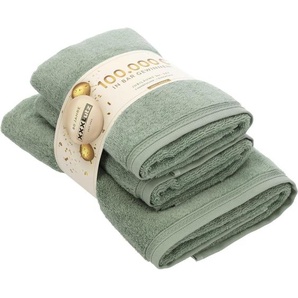 Vossen Frottierset Jubiläums Set DE, Grün, Textil, 3-teilig, Uni, ISO 9001, Fkt, Made in Austria, Oeko-Tex® Standard 100, hochwertige Qualität, Badtextilien, Handtuch-Sets
