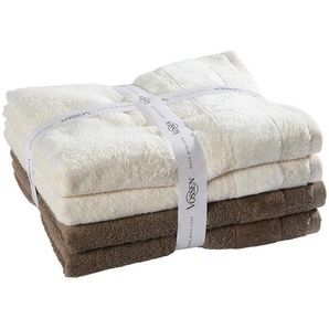 Vossen Frottierset Silence Set, Beige, Textil, 4-teilig, Uni, ISO 9001, Fkt, Made in Austria, Oeko-Tex® Standard 100, hochwertige Qualität, Badtextilien, Handtuch-Sets