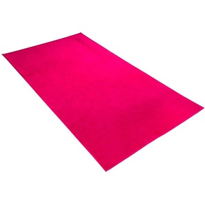 Strandtuch VOSSEN Beach Club Handtücher (Packung) Gr. B/L: 100 cm x 180 cm (1 St.), lila (cranberry) Strandtücher Badetuch, Uni Farben, mit Schriftzug