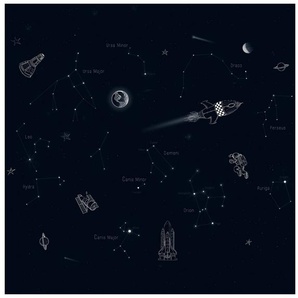 vtwonen Fototapete Universum, uni, (1 St), Schwarz - 300x300cm