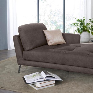 Chaiselongue W.SCHILLIG softy Sofas Gr. B/H/T: 106 cm x 79 cm x 168 cm, Chenille-Flachgewebe R66, Armlehne rechts, braun (brown r66) Chaiselongues mit dekorativer Heftung im Sitz, Füße schwarz pulverbeschichtet